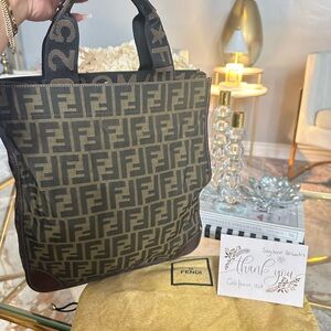 Fendi Vintage Zucca Brown Logo Tote